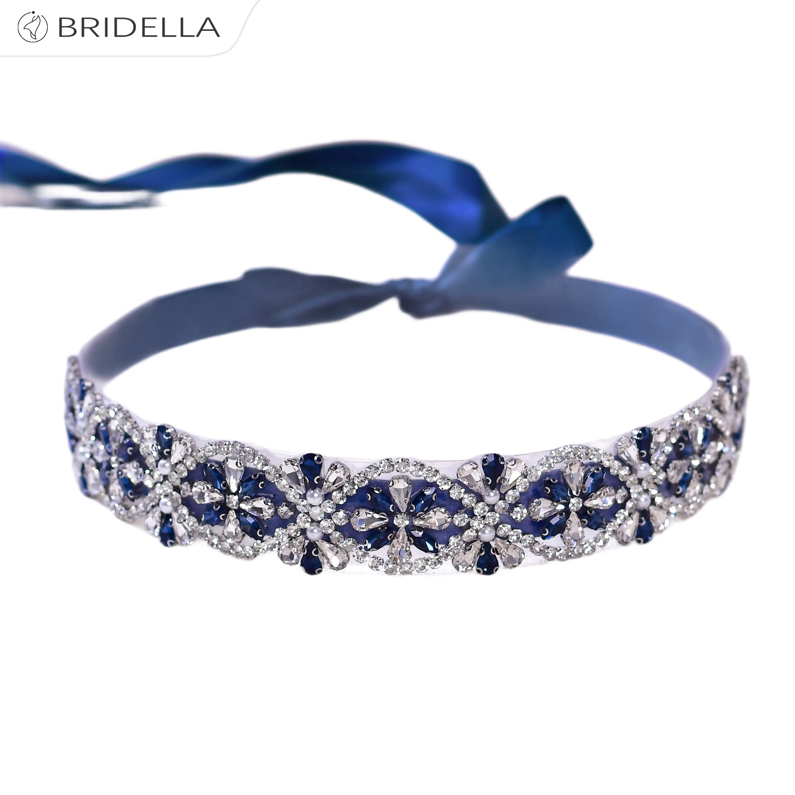 BS453ML navy rhinestone belt