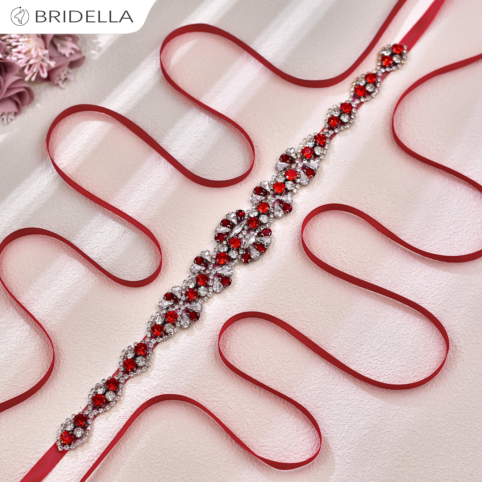 BS165R red rhinestone belt