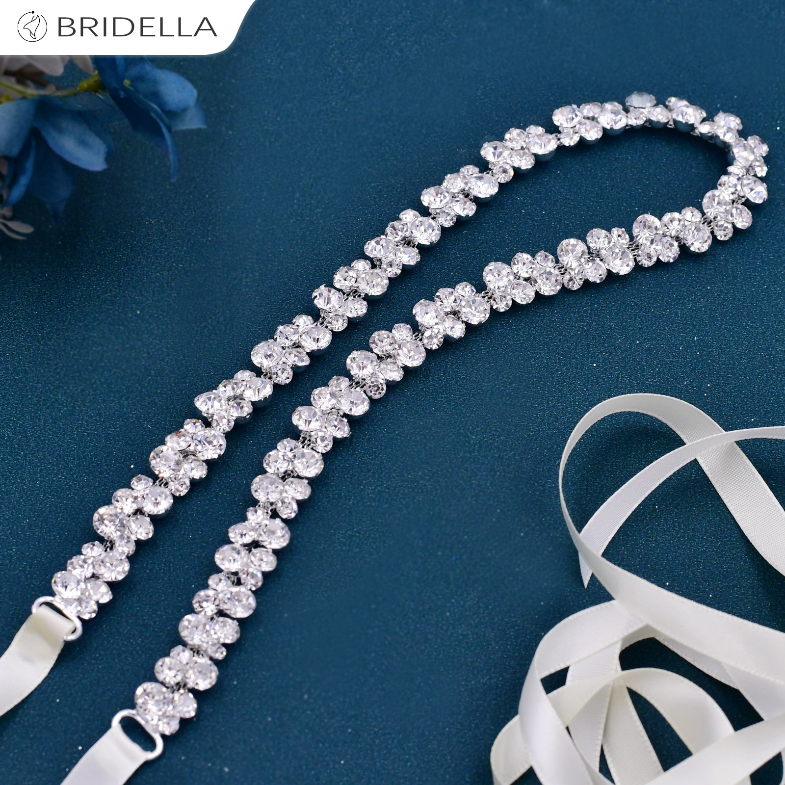 BS308 silver rhinestone chain belt