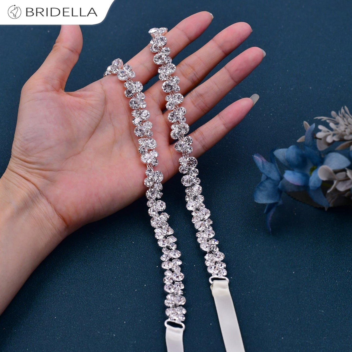 BS308 silver rhinestone chain belt