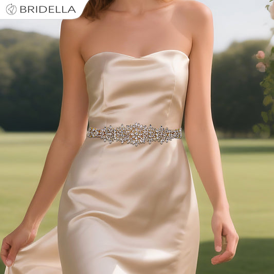 BS319G champagne rhinestone belt