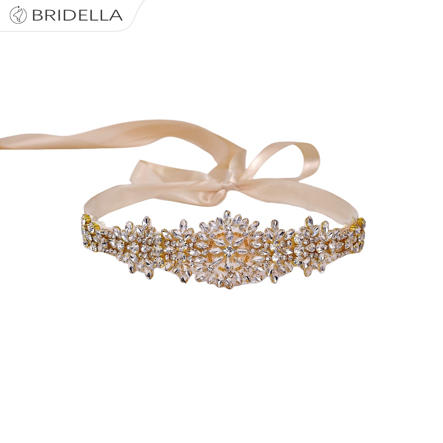 BS319G champagne rhinestone belt
