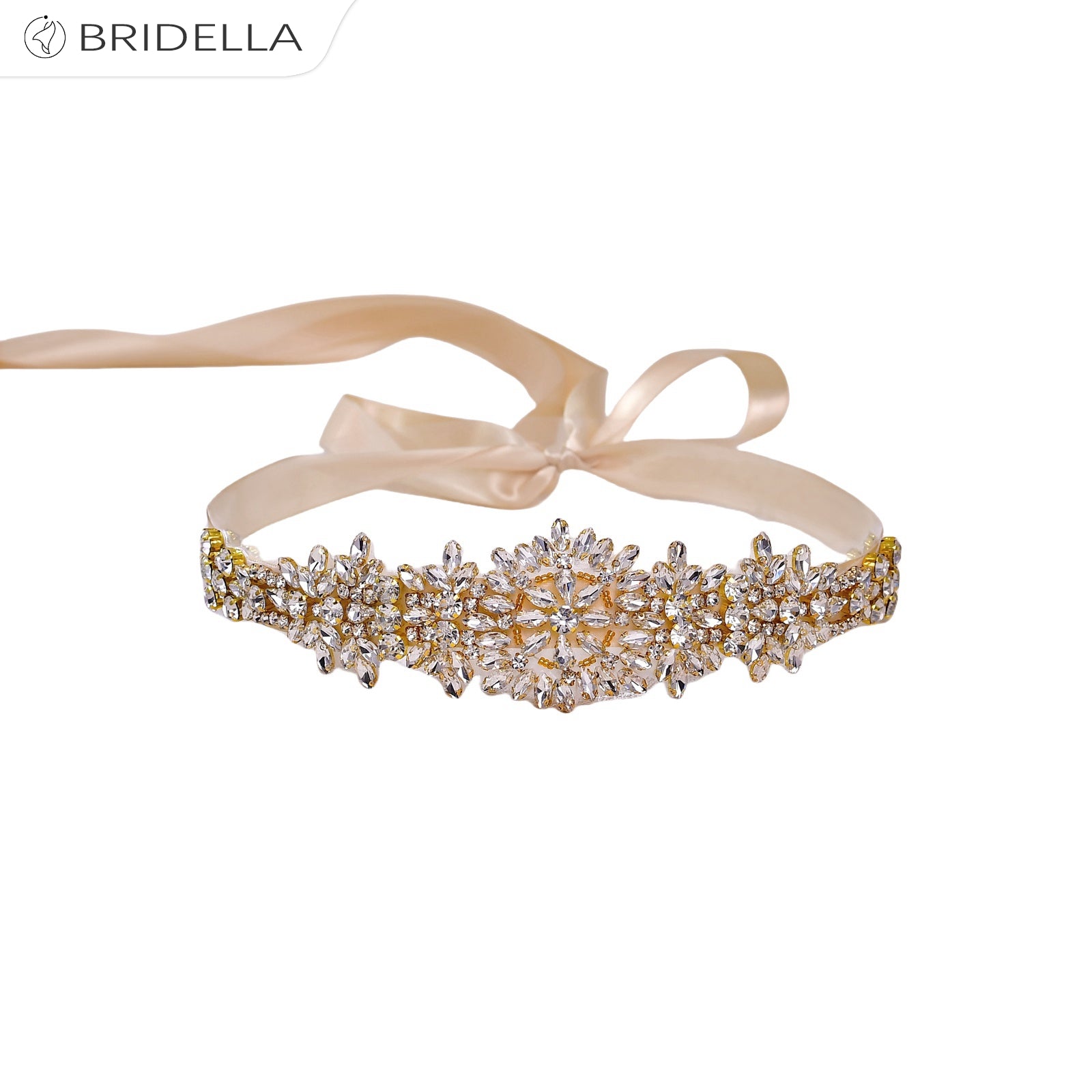 BS319G champagne rhinestone belt