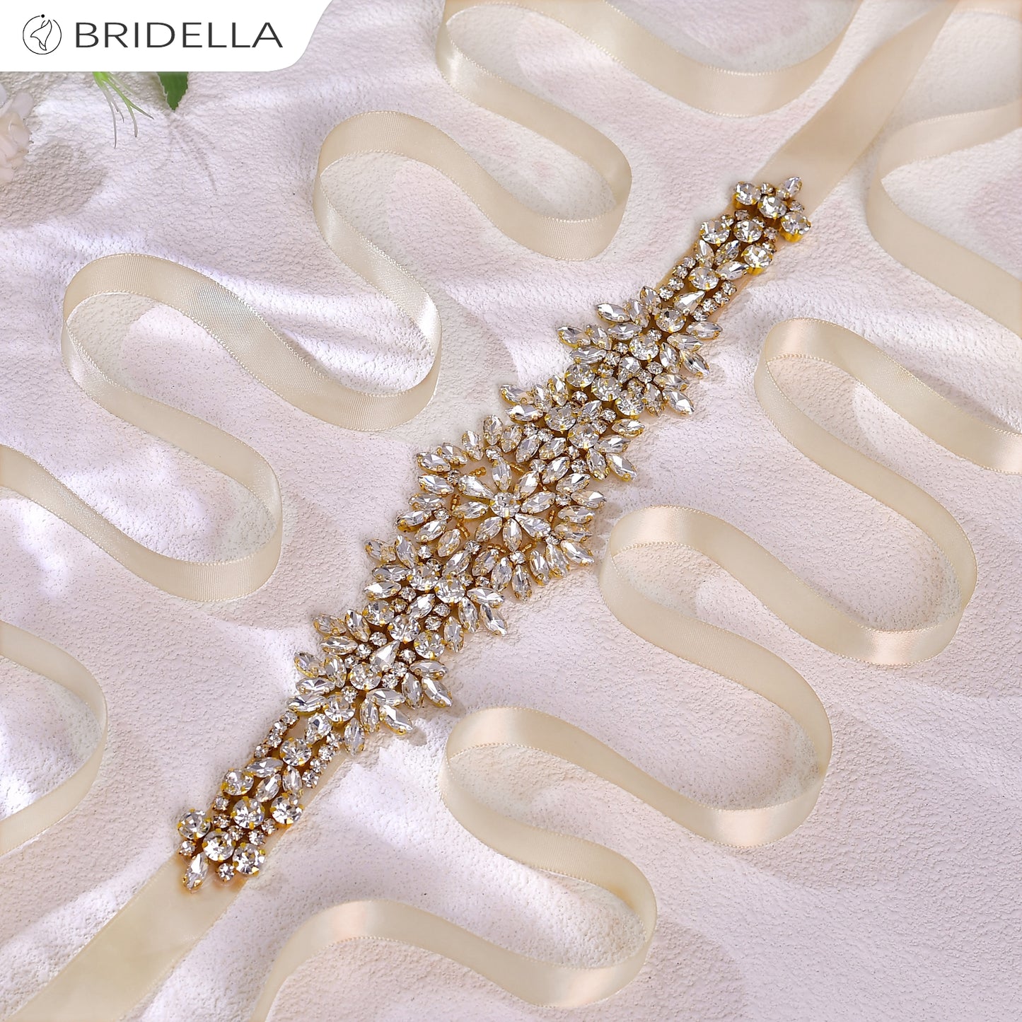 BS319G champagne rhinestone belt