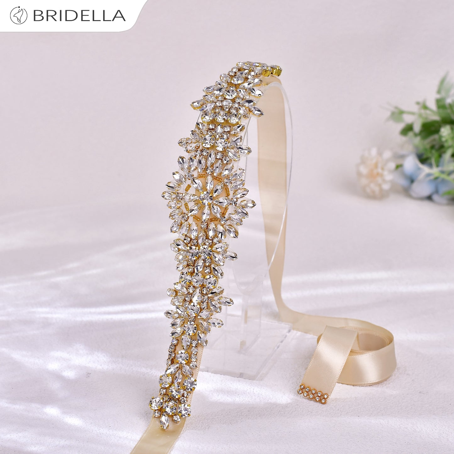 BS319G champagne rhinestone belt