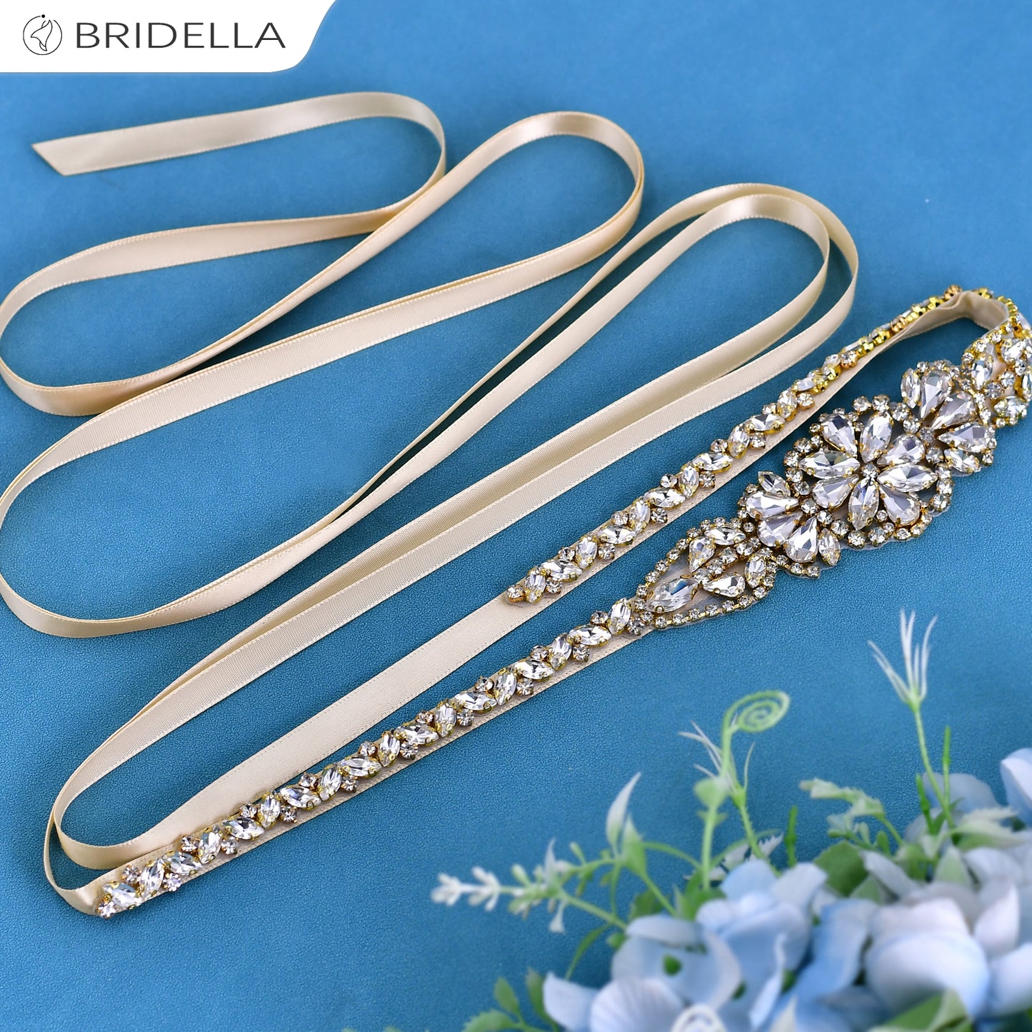 BS489G champagne rhinestone belt
