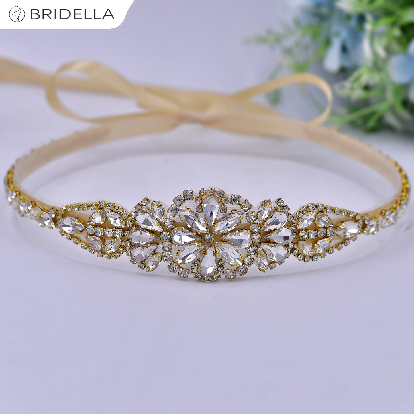 BS489G champagne rhinestone belt