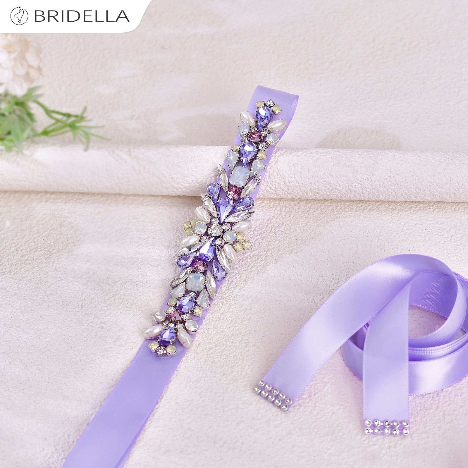 BS451L lavender rhinestone belt