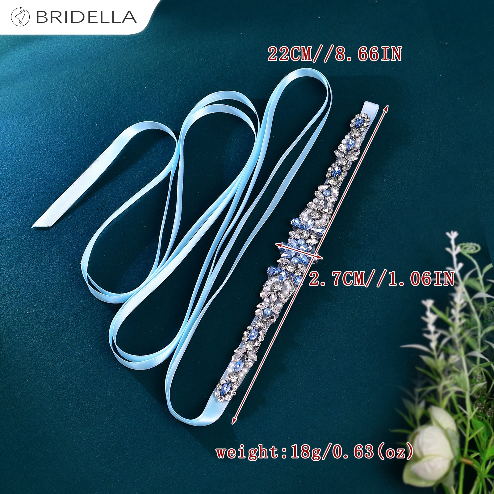 BS93QL light blue rhinestone pearl belt