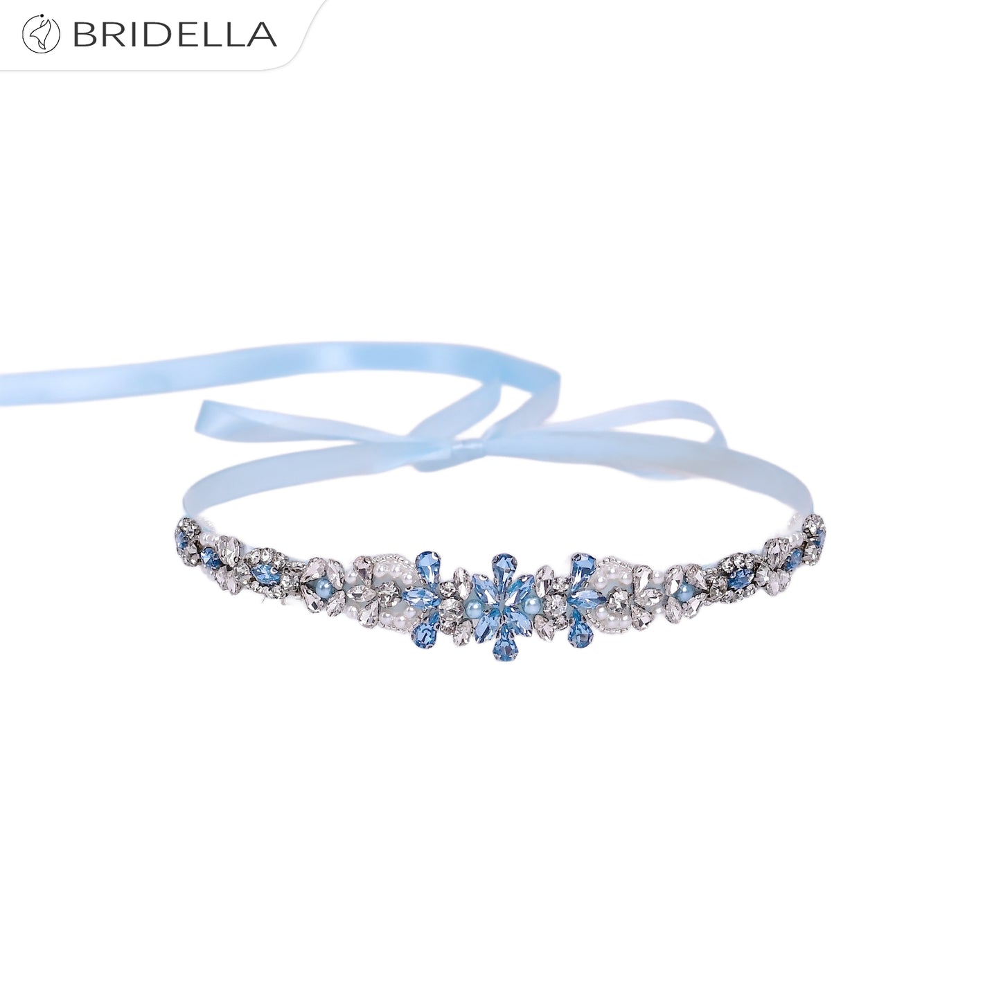 BS93QL light blue rhinestone pearl belt