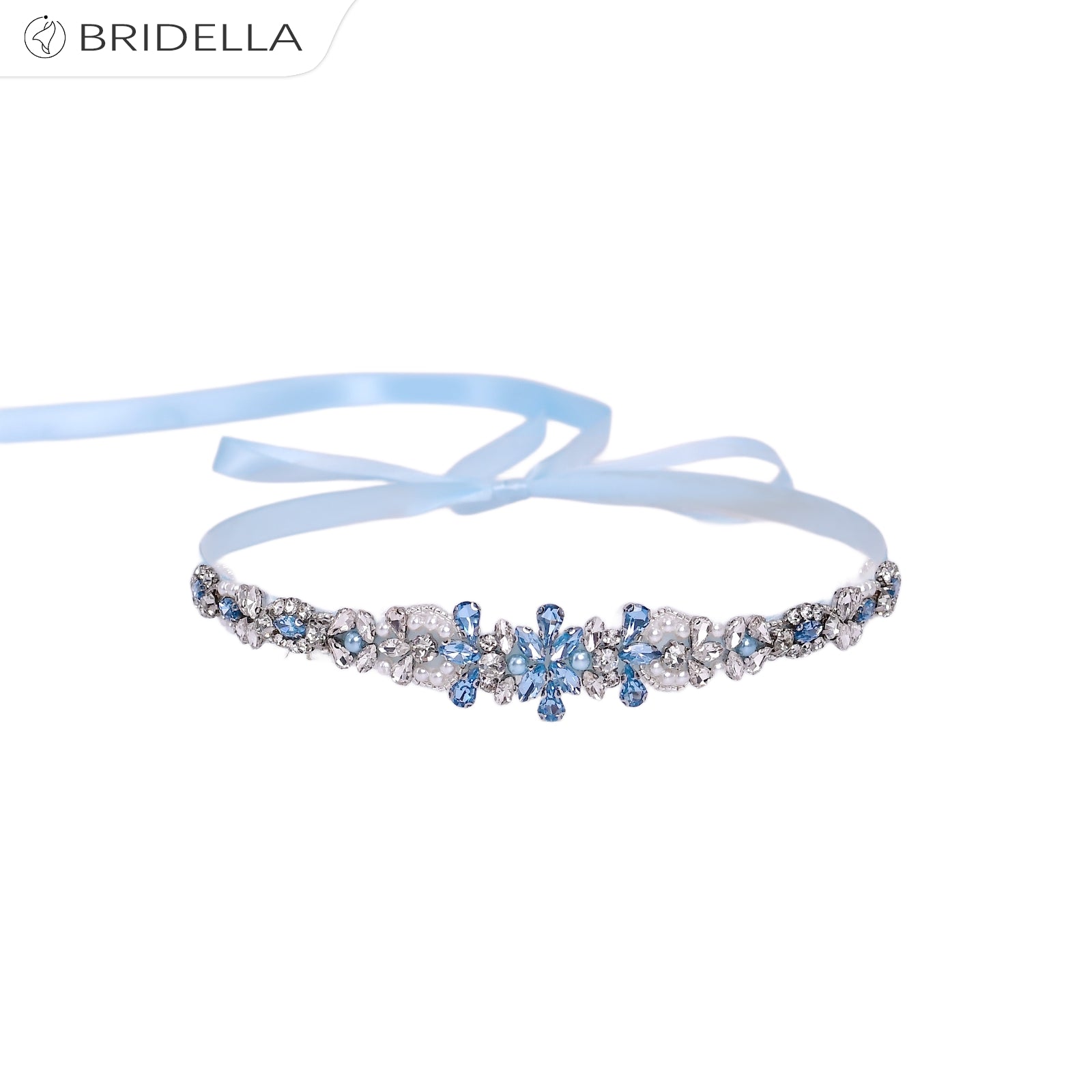 BS93QL light blue rhinestone pearl belt