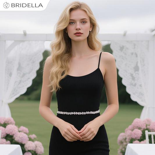 BS308 silver rhinestone chain belt