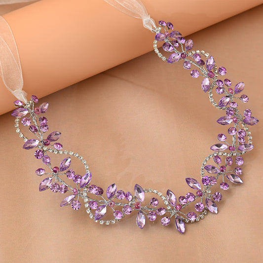 Bridella BHP266-Violet Ivory Rhinestone Headband
