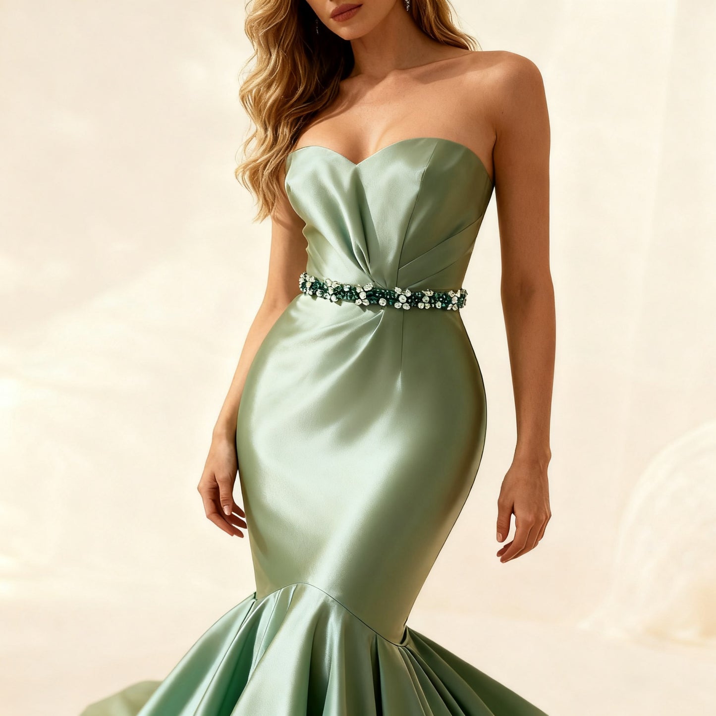 BS437KL emerald rhinestone belt