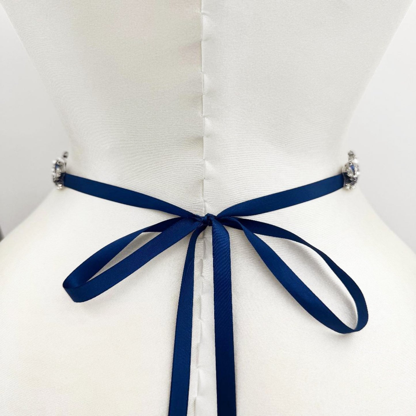 Navy Rhinestone & Pearl Belt - Bridella BS421ML