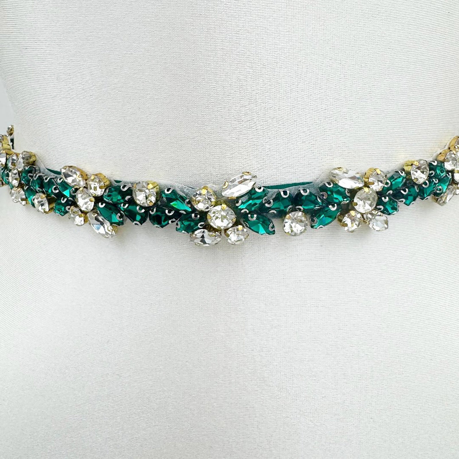 BS437KL emerald rhinestone belt