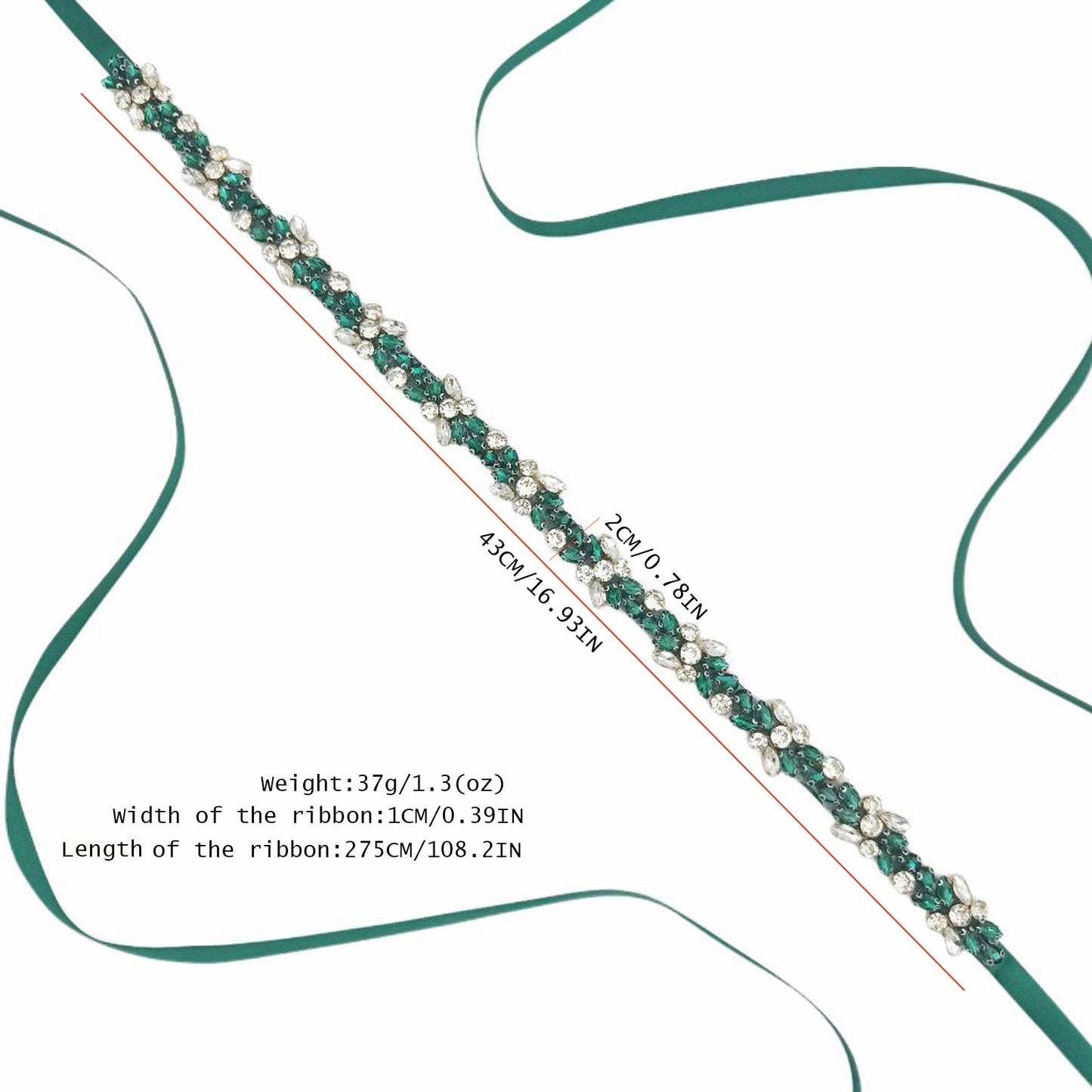BS437KL emerald rhinestone belt