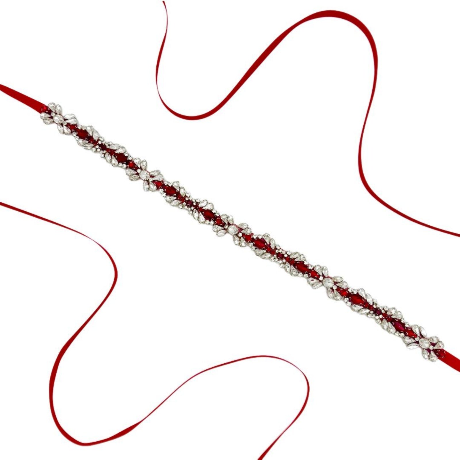 BS43R burgundy rhinestone belt