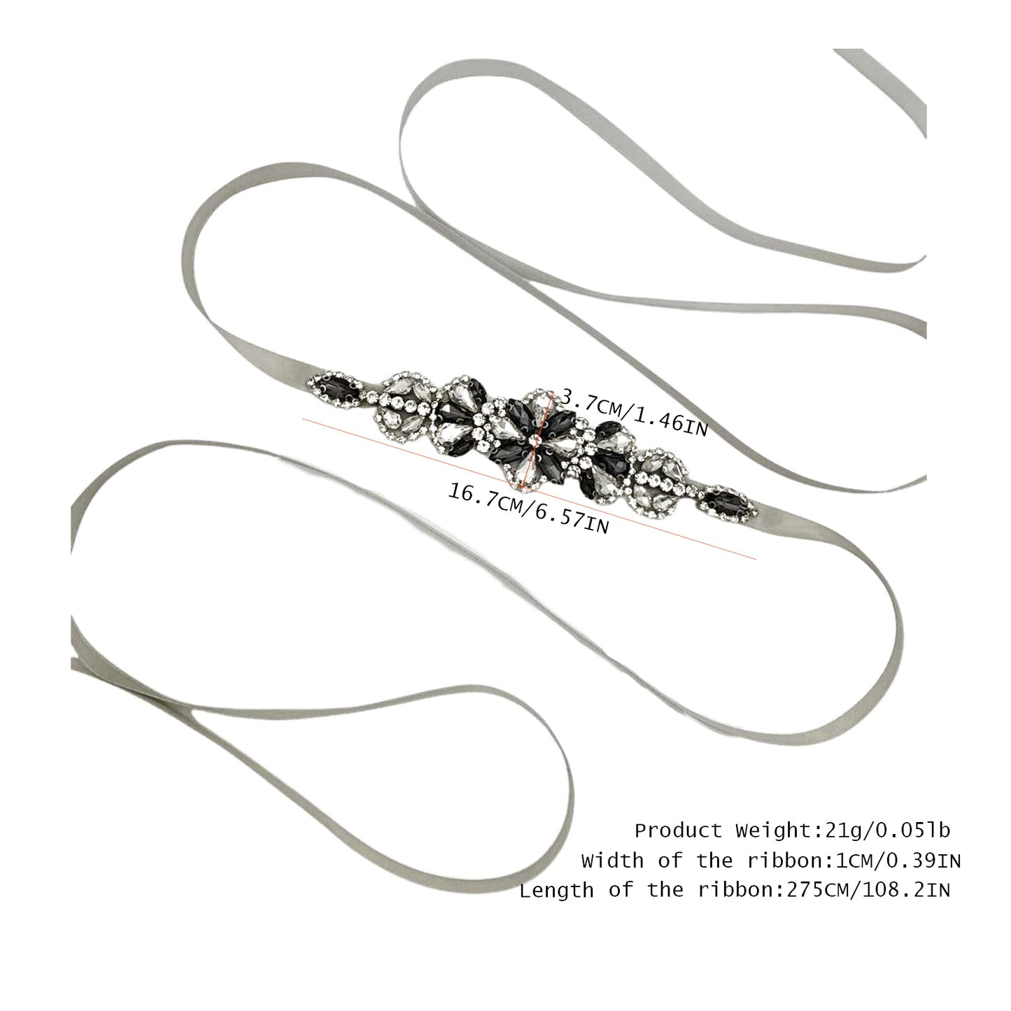 Grey Rhinestone Belt - Bridella BS464H