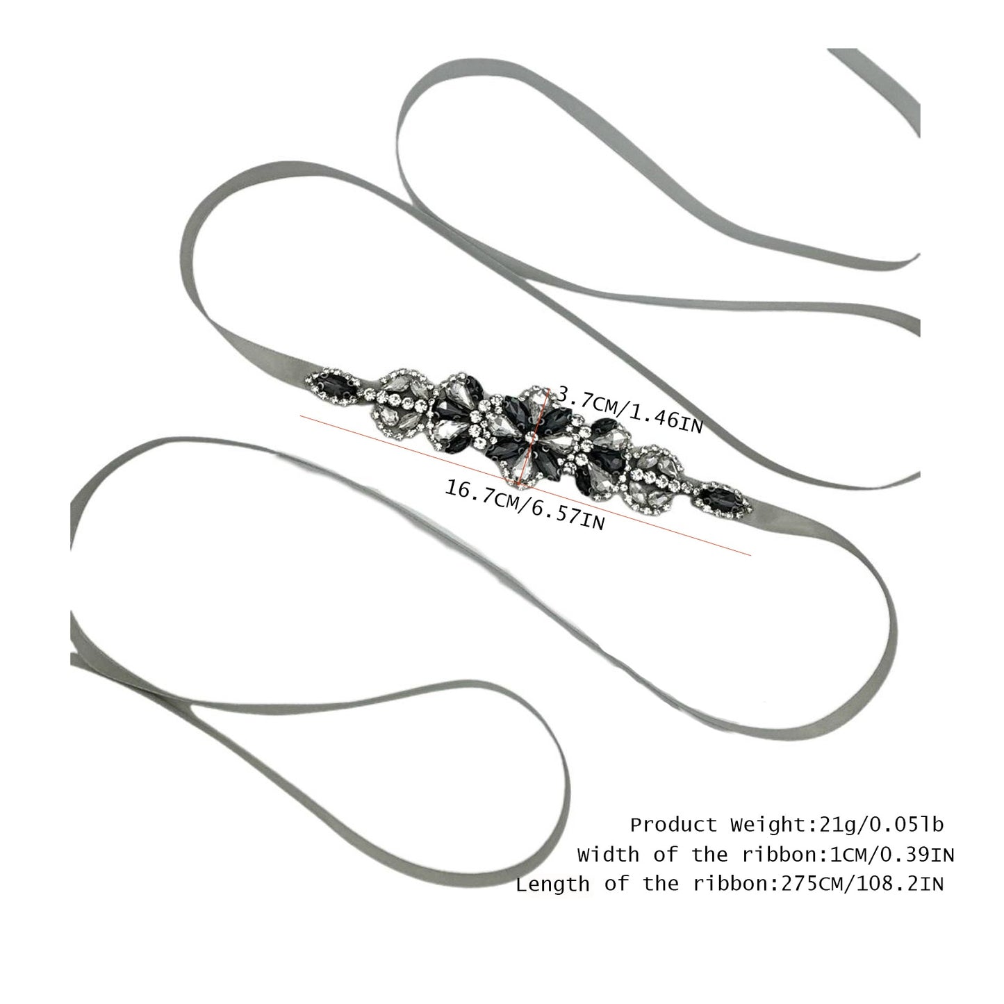BS464H grey rhinestone belt