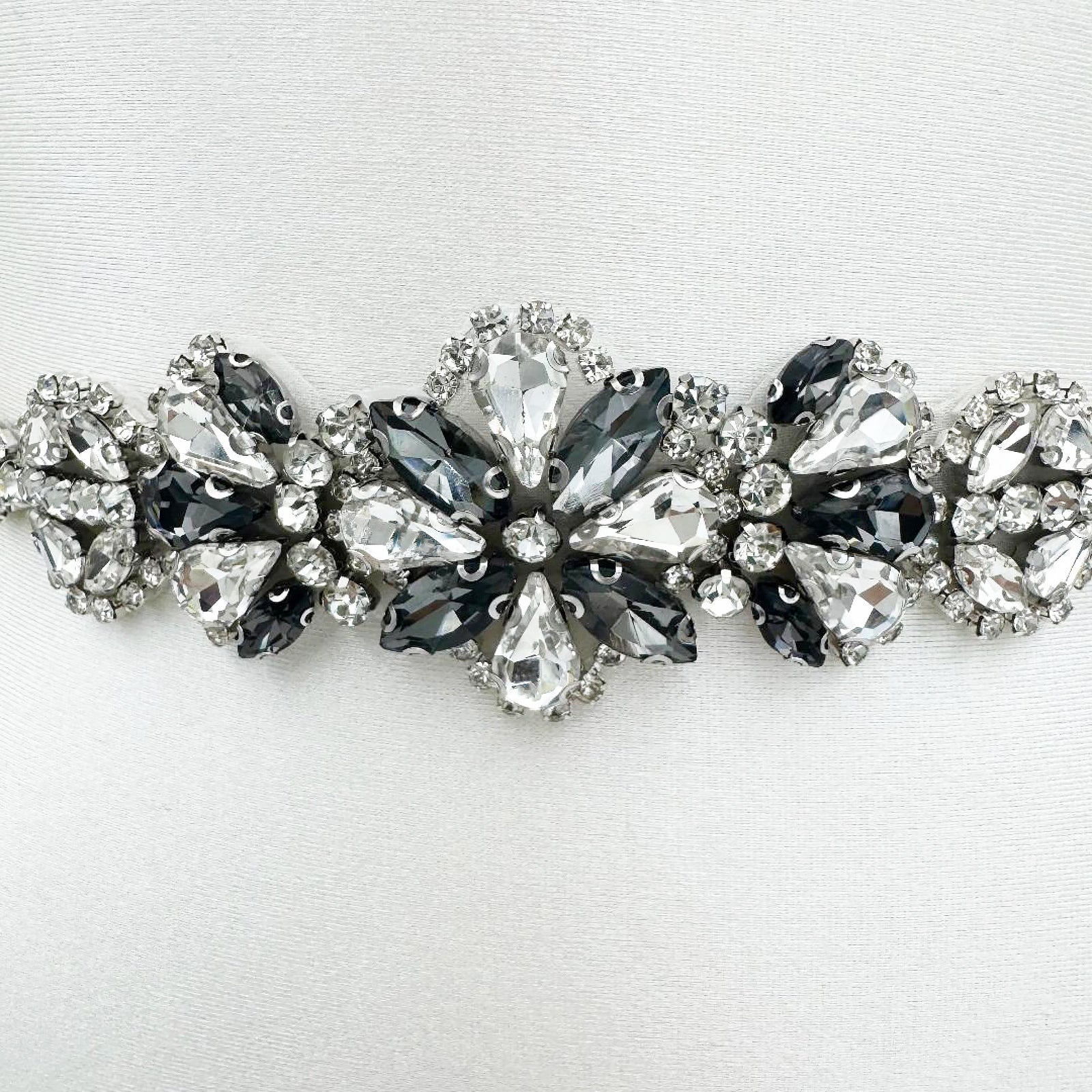 BS464H grey rhinestone belt