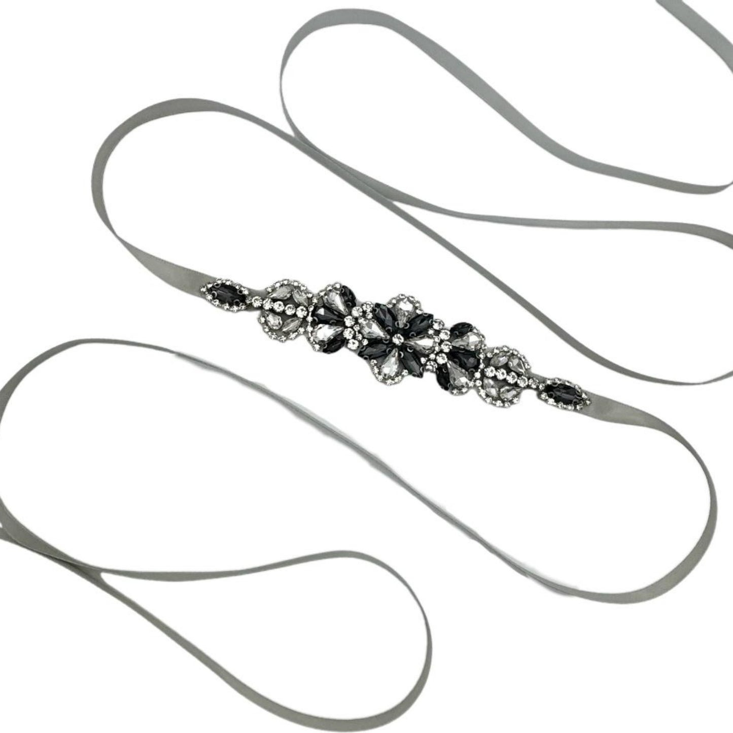 BS464H grey rhinestone belt