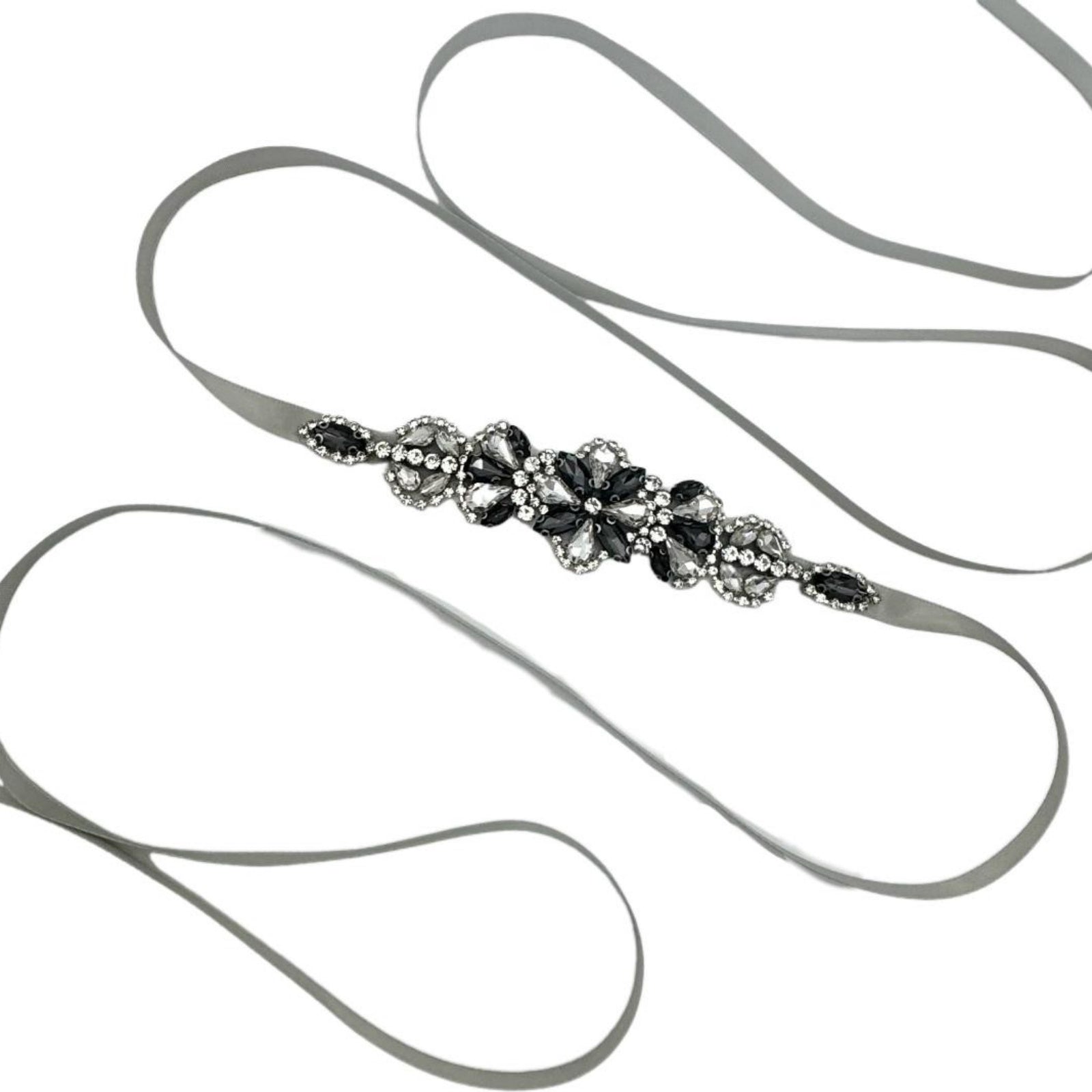 BS464H grey rhinestone belt