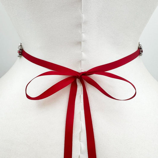 Burgundy Rhinestone Belt - Bridella BS43R