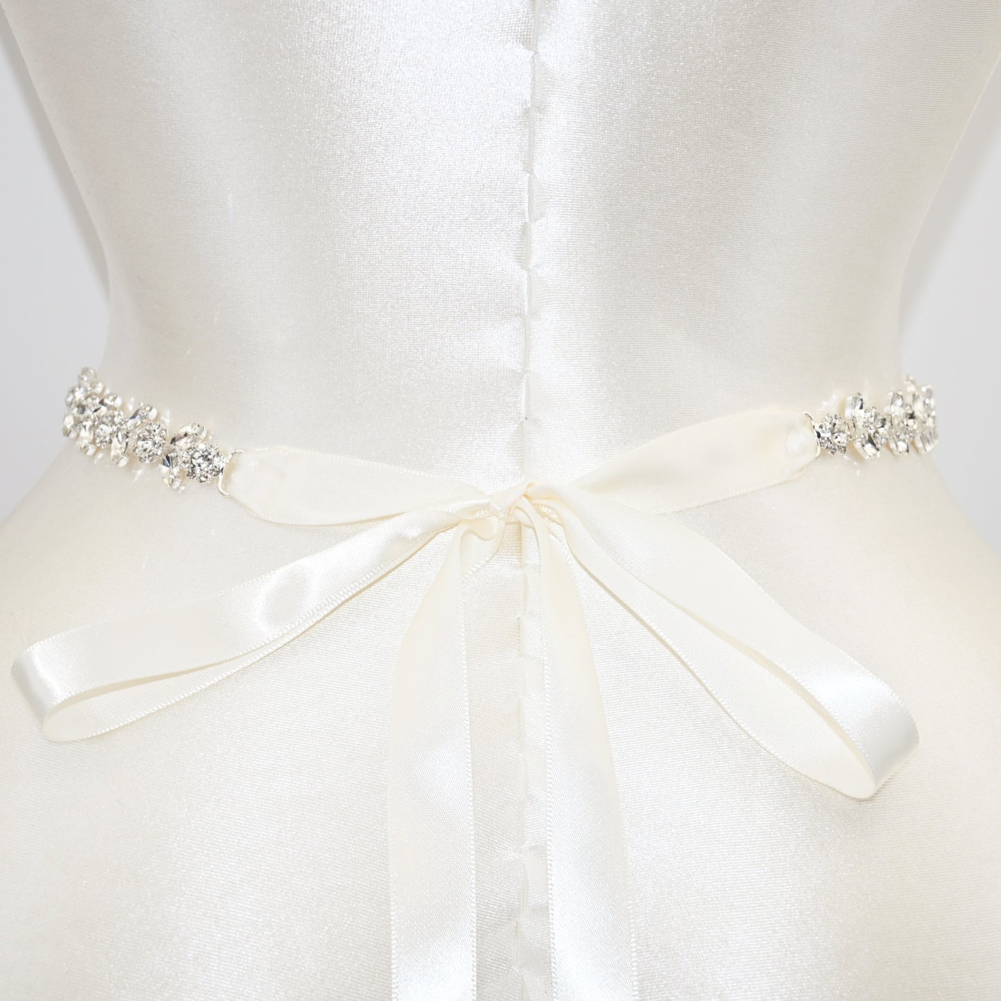 Off White Rhinestone Bridal Belt Wedding Sash – Bridella BS440