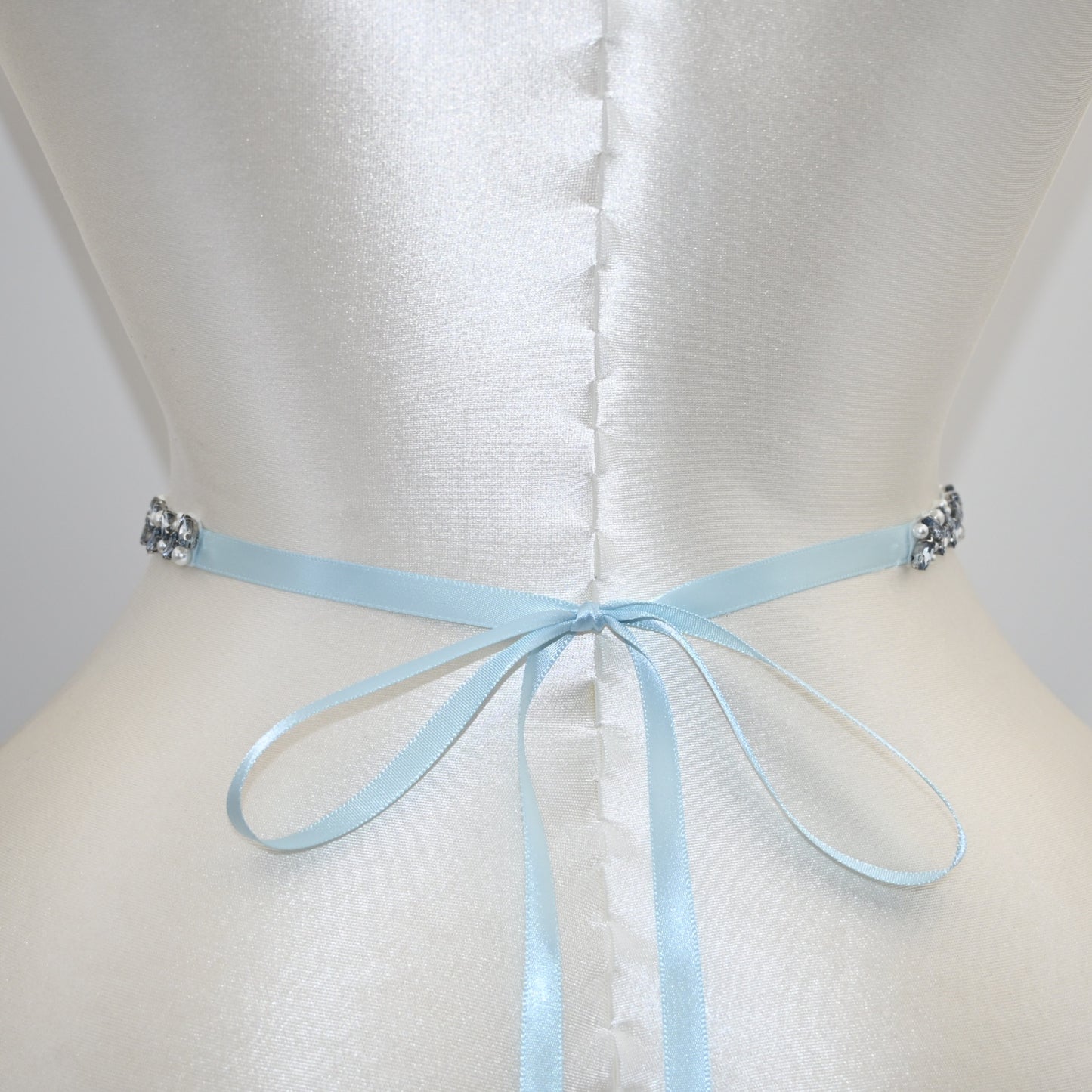 Bridella BS383QL Light Blue Rhinestone & Pearl Belt