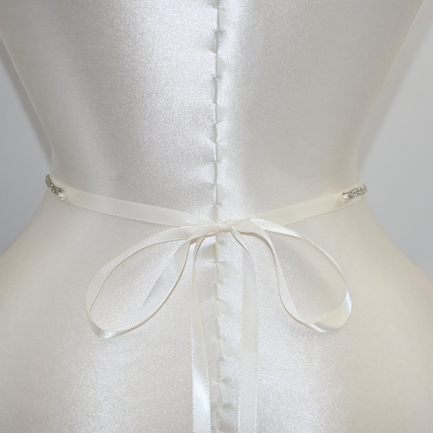 Bridella BS97 Off White Rhinestone & Pearl Belt