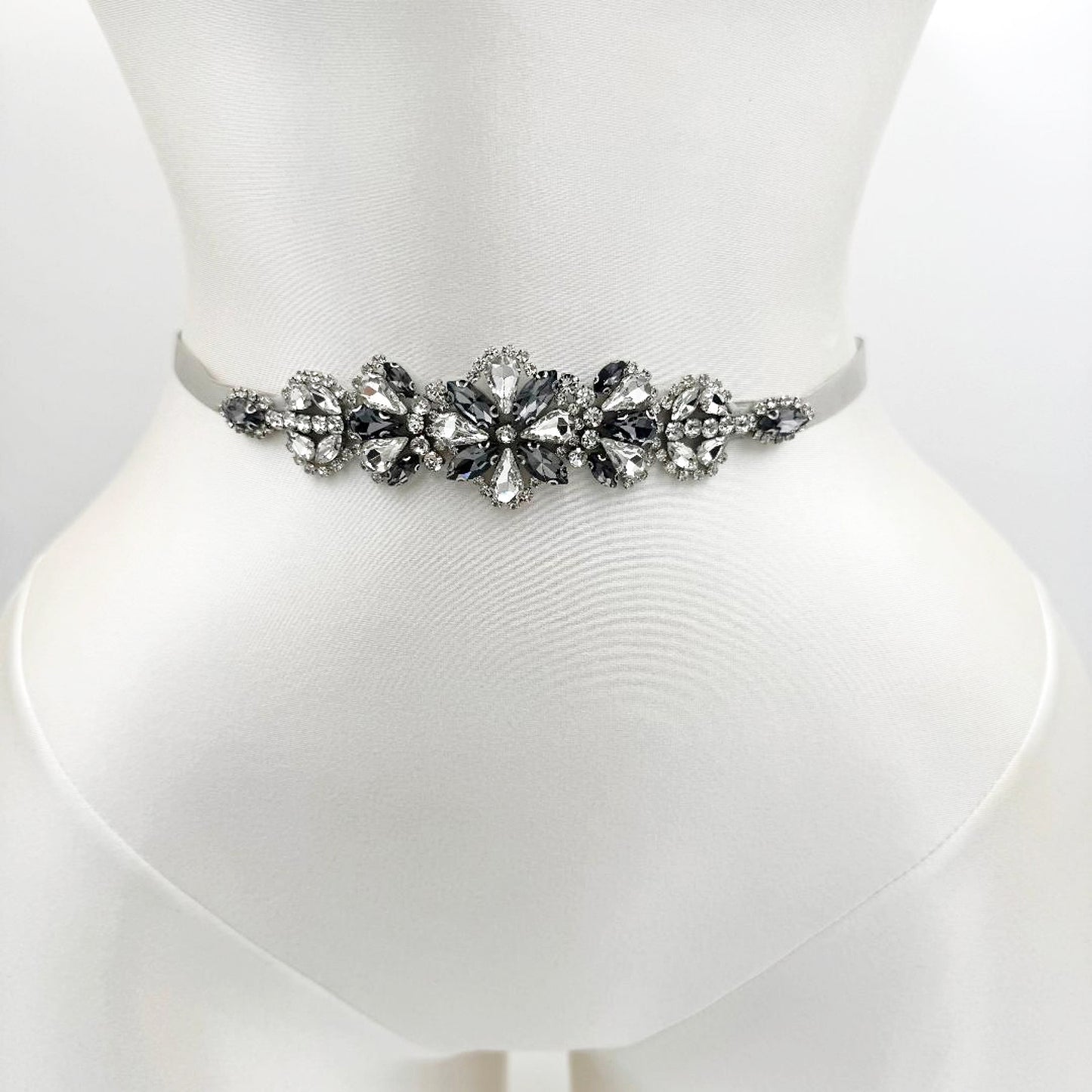 BS464H grey rhinestone belt