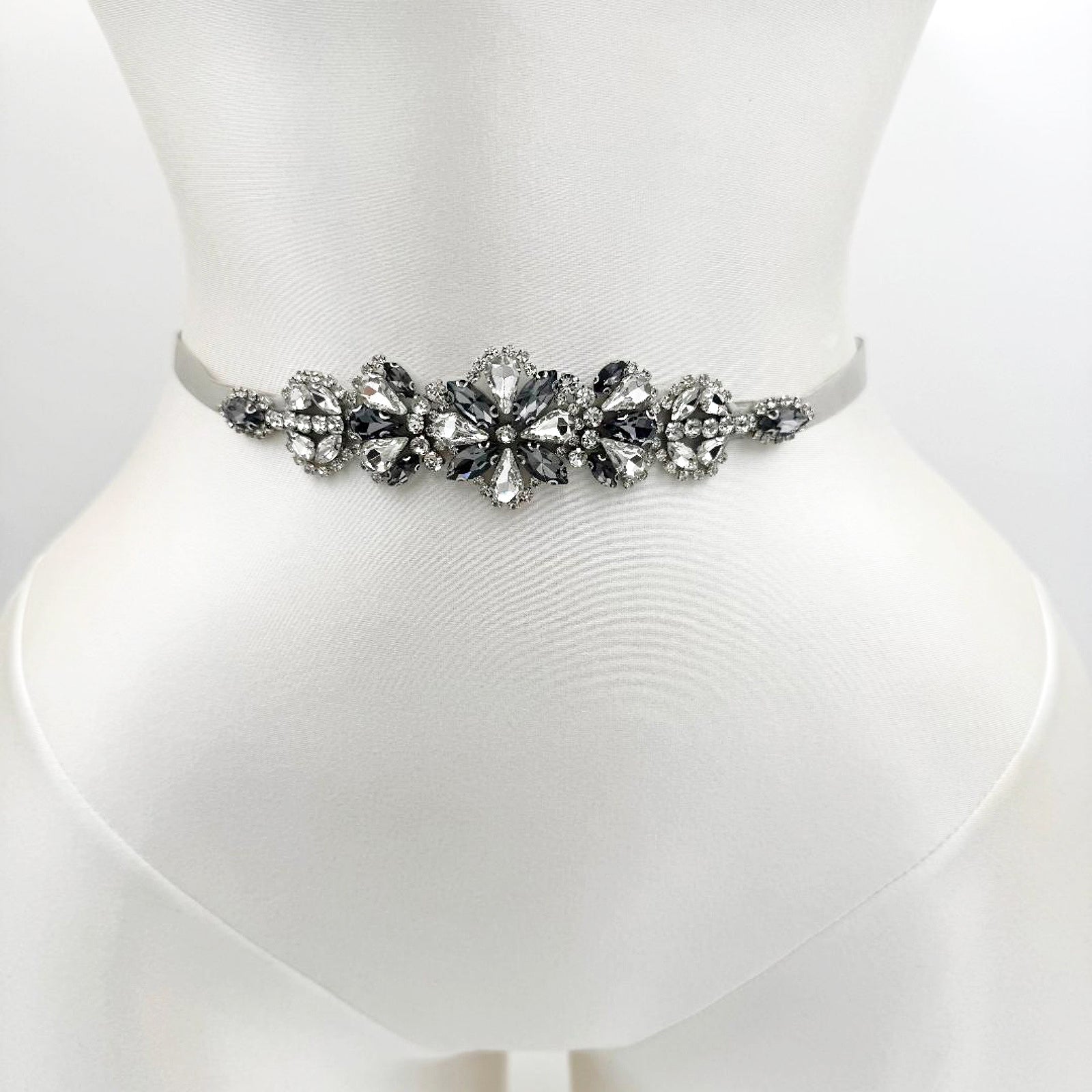 BS464H grey rhinestone belt
