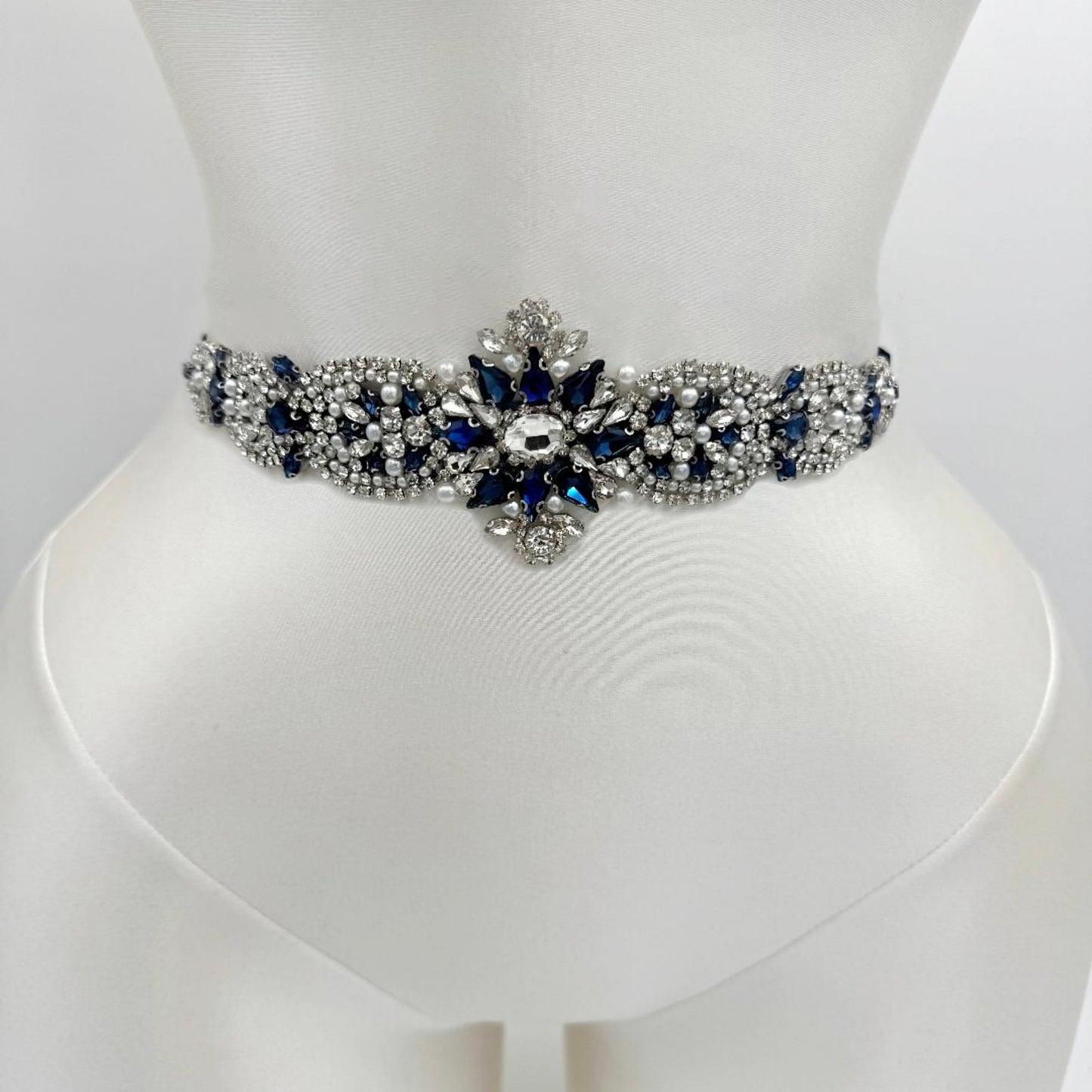 BS84ML navy rhinestone belt