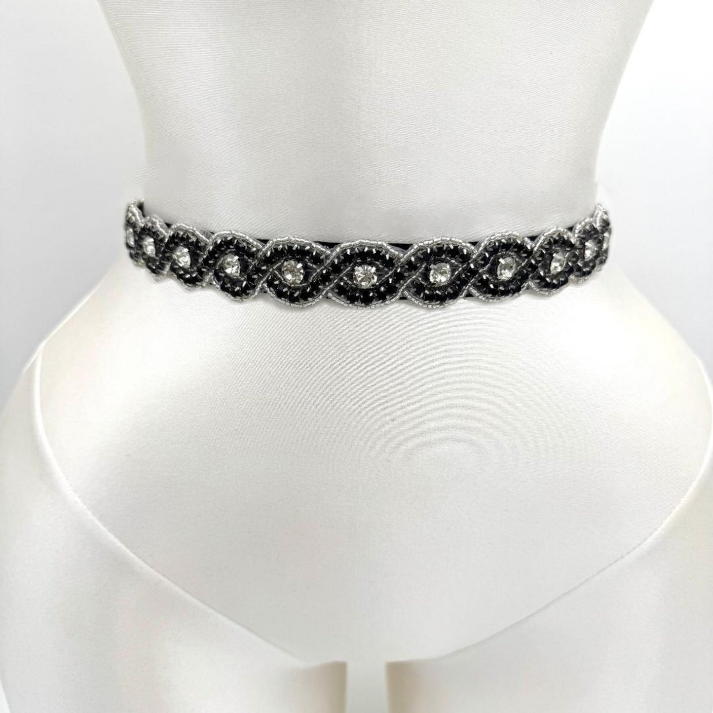 Black Rhinestone Belt - Bridella BS28BK