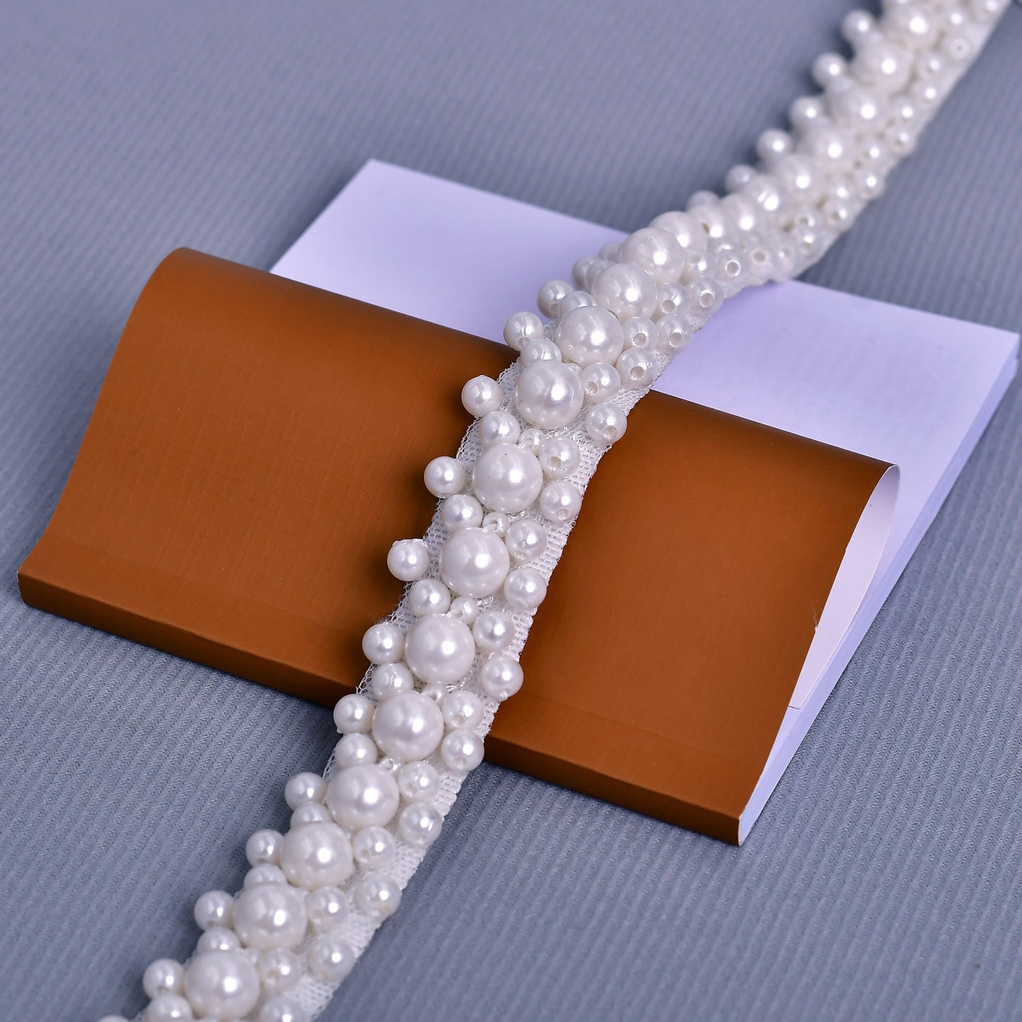 Bridella Ivory Pearl Bridal Belt with Bow, Elegant Beaded Wedding Sash-BS184