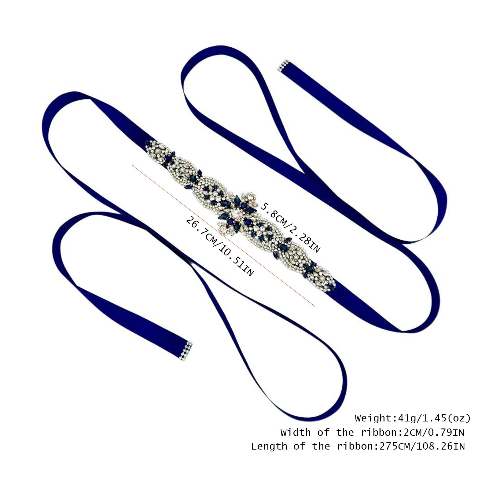 BS84ML navy rhinestone belt