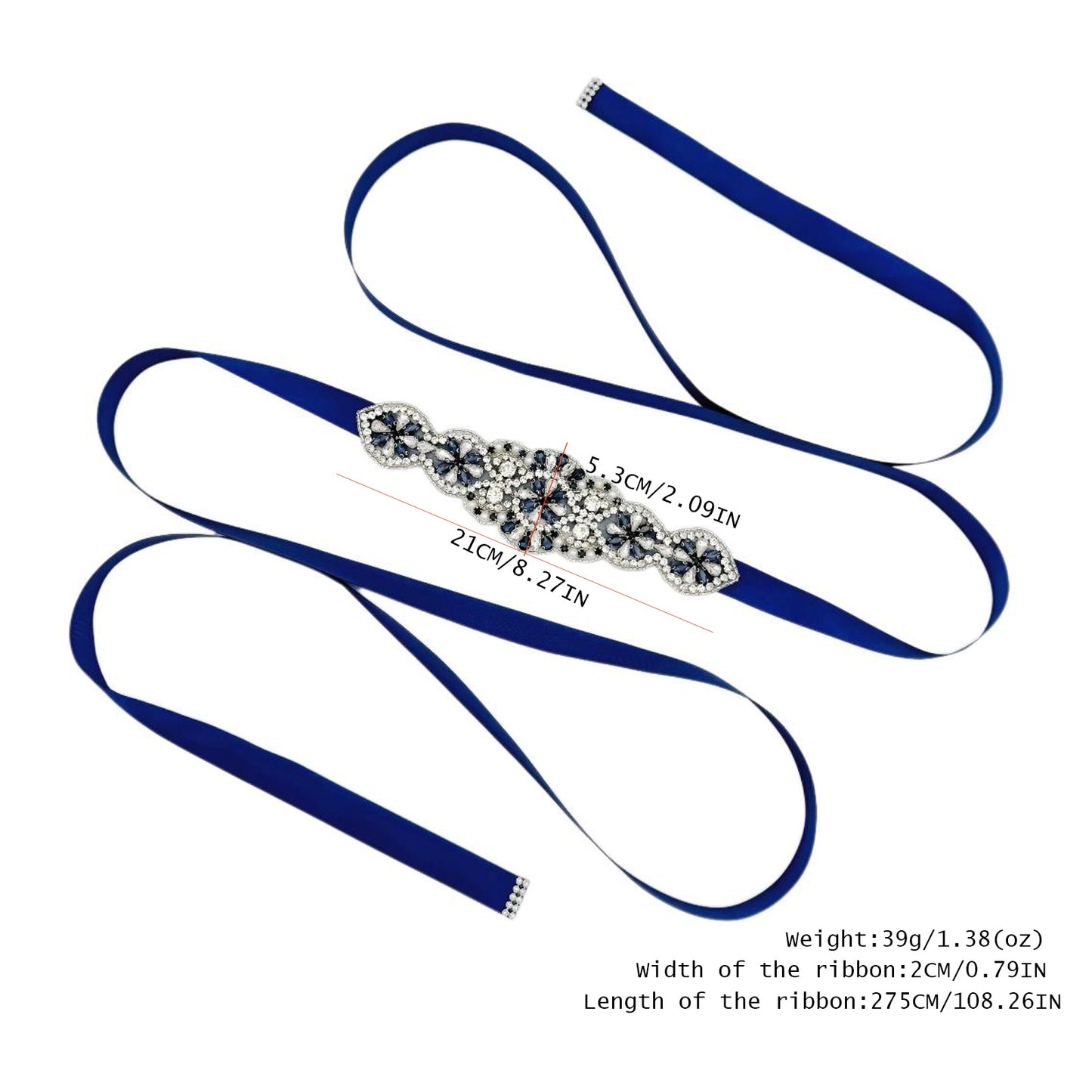 BS94ML navy rhinestone belt