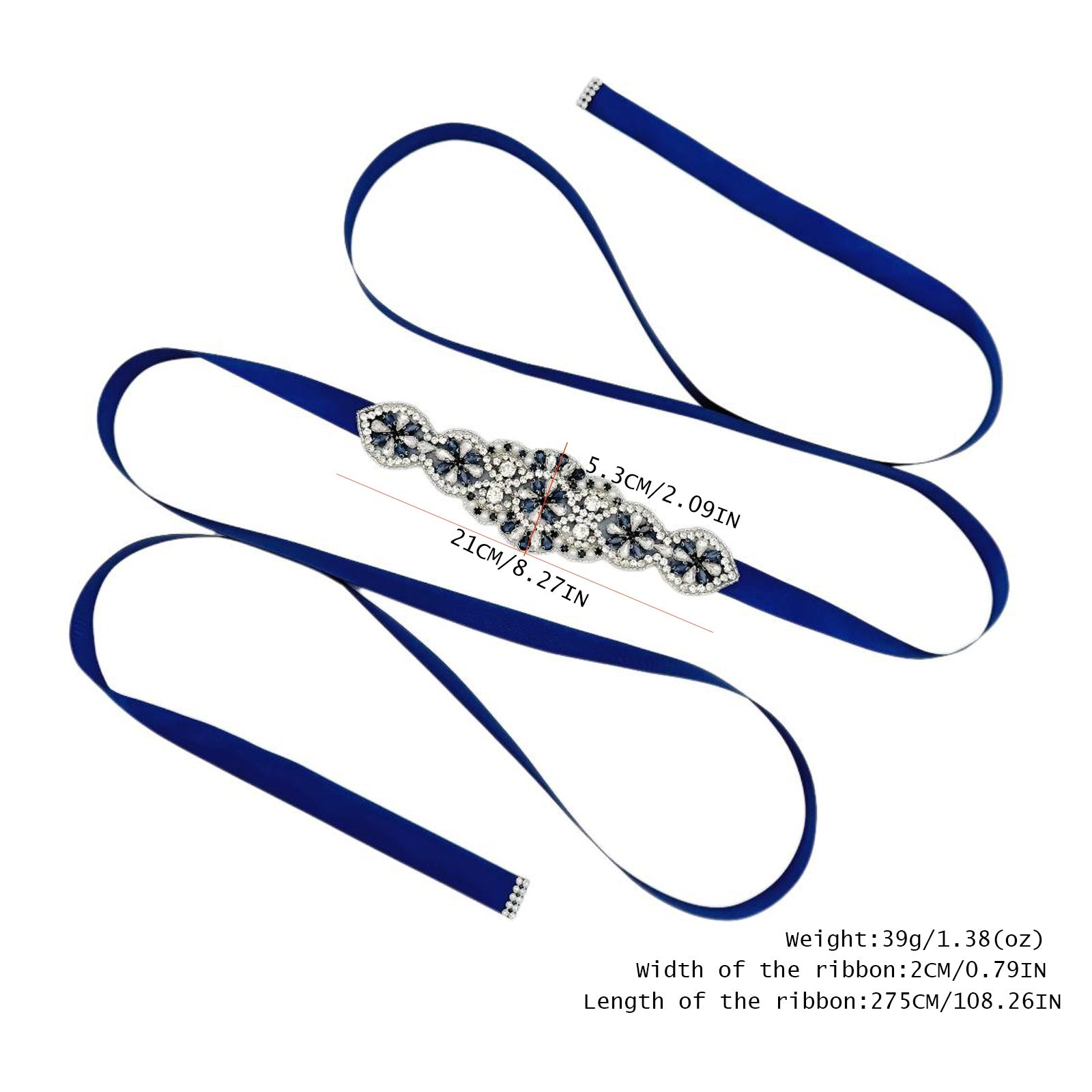 BS94ML navy rhinestone belt