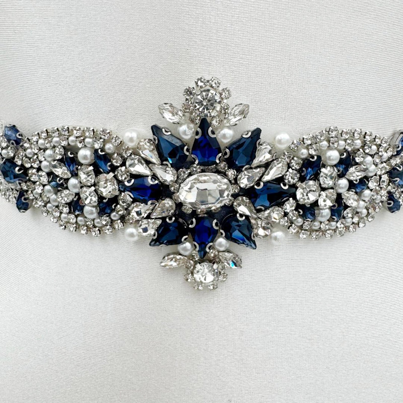 BS84ML navy rhinestone belt