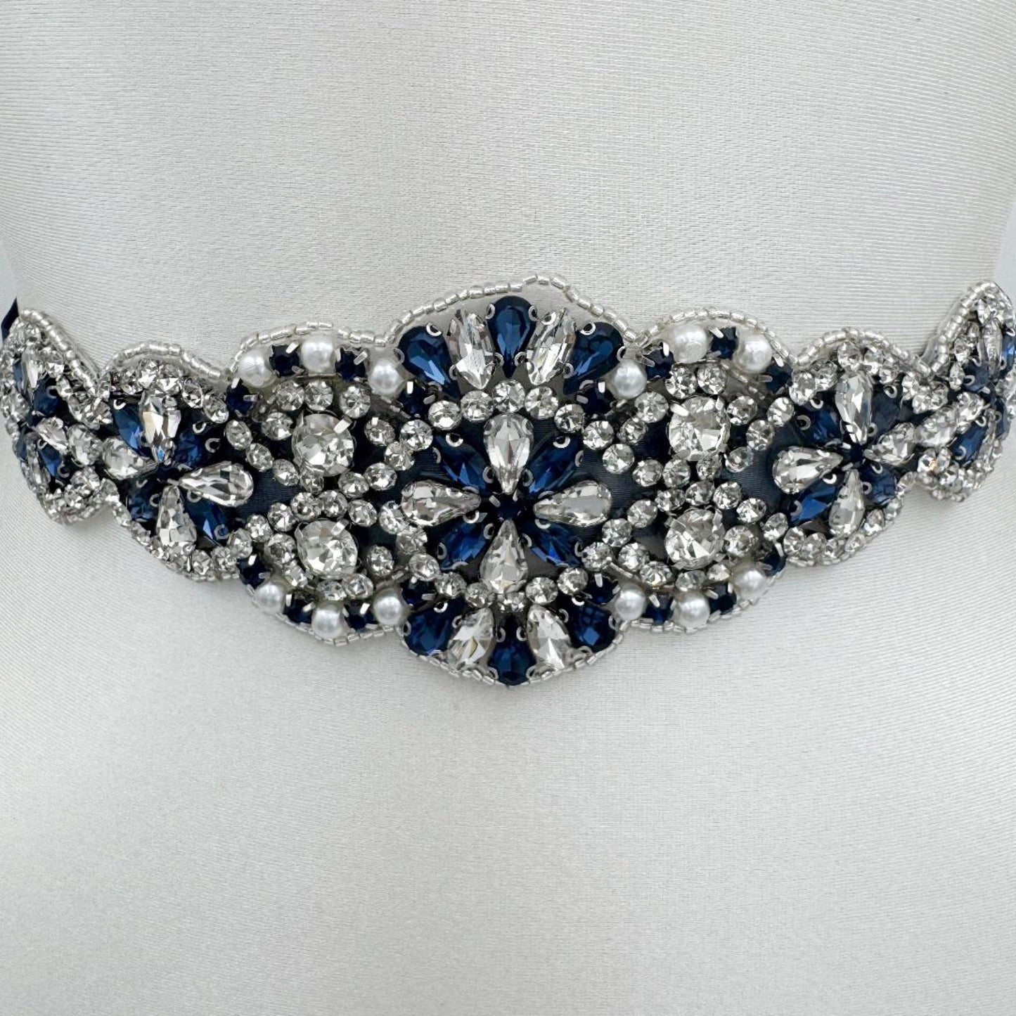 BS94ML navy rhinestone belt