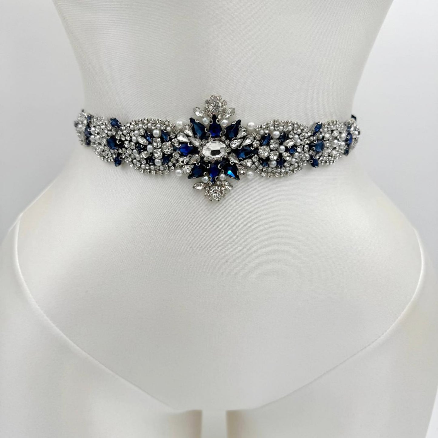 BS84ML navy rhinestone belt