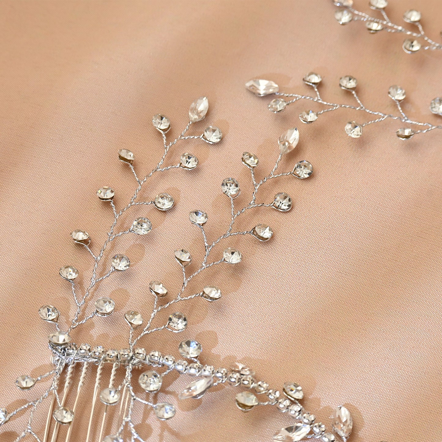 Bridella BHP466-S Silver Rhinestone & Pearl Tiara