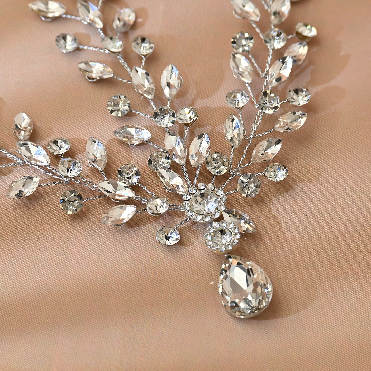 Bridella BHP541-S Silver Rhinestone Hair Comb