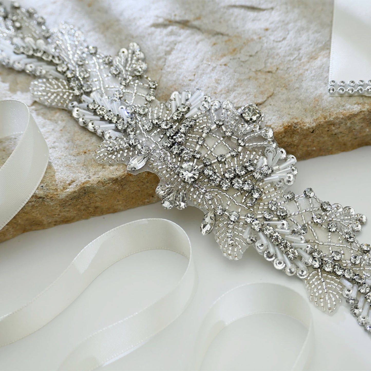 Bridella BS110 Off White Rhinestone Belt