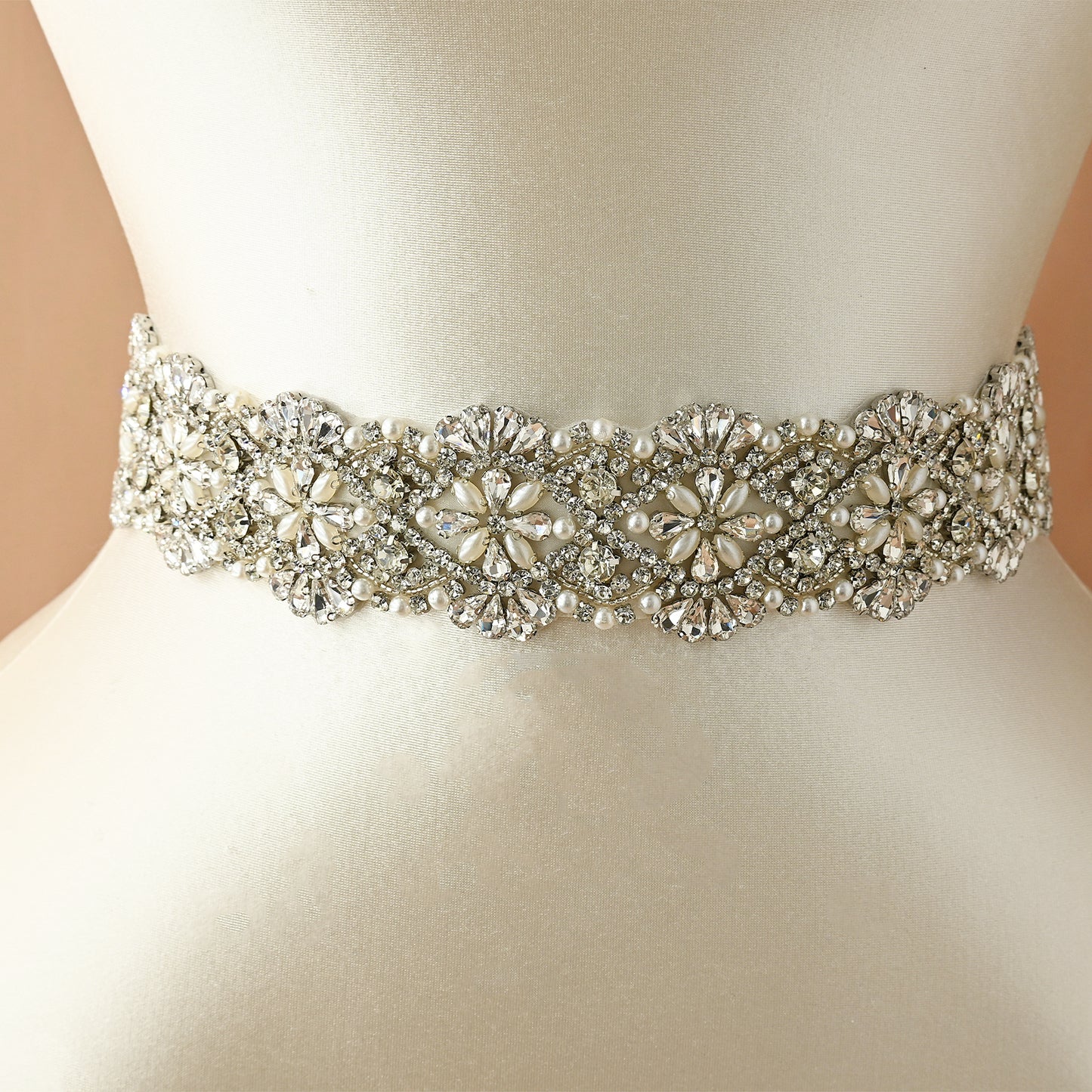 Beige Rhinestone Accessory - Bridella BS04B