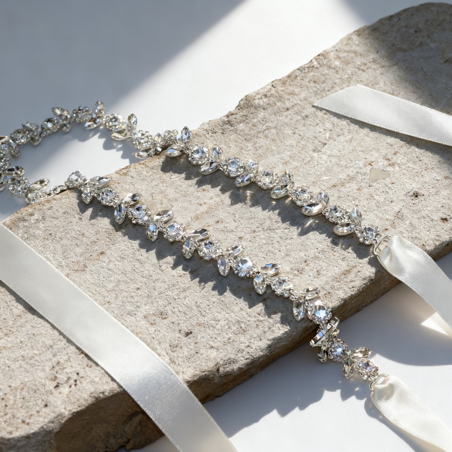 Bridella BS440 Off White Rhinestone Belt