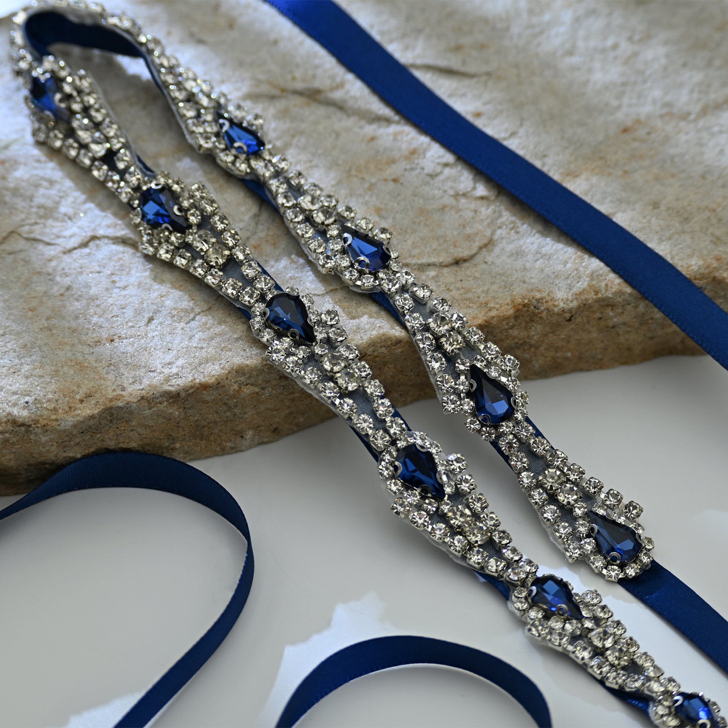 Bridella BS31ML Navy Rhinestone Belt