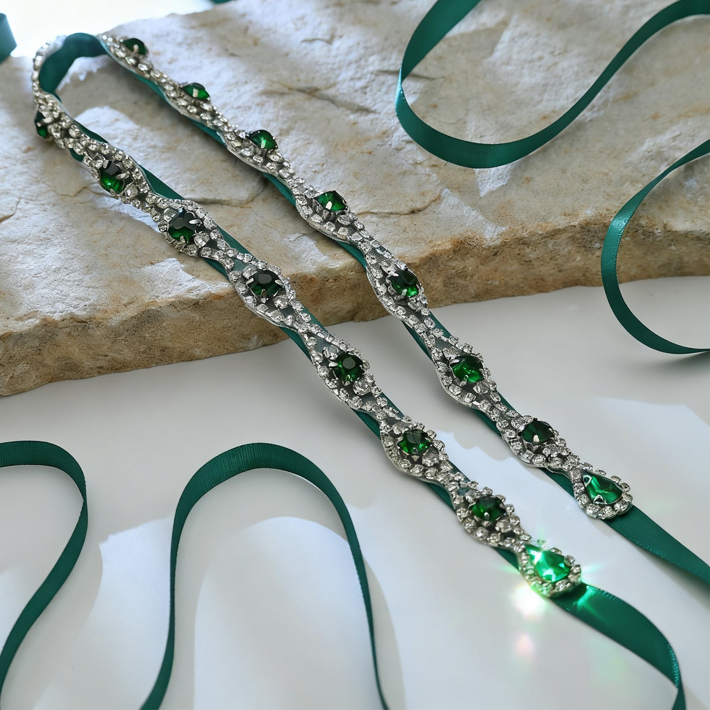 Bridella BS30KL Green Rhinestone Belt