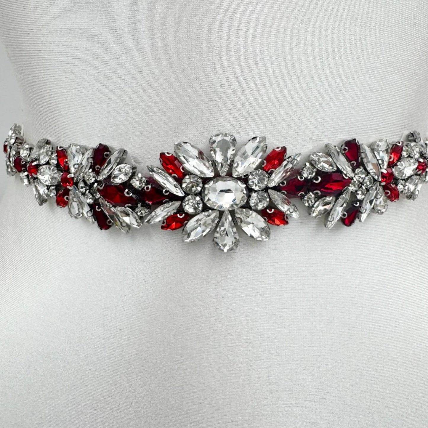 BS122R burgundy rhinestone belt